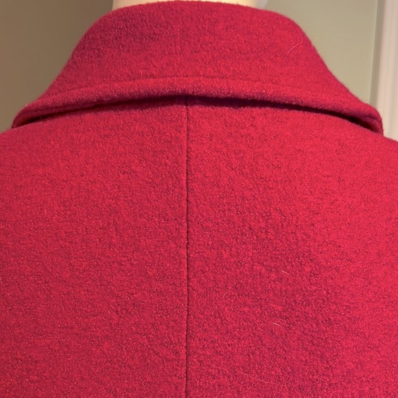 Land’s End Single-Breasted Wool Magenta bouclé Pea-Coat 4 Buttons & Collar - Picture 9 of 15